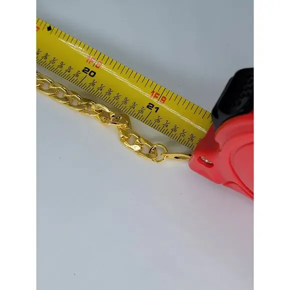 Gold Plated Men's Cuban Style Chain Necklace Sideways Men 22 Inches